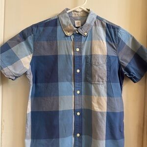 GAP Men's Casual Blue Checkered Shirt